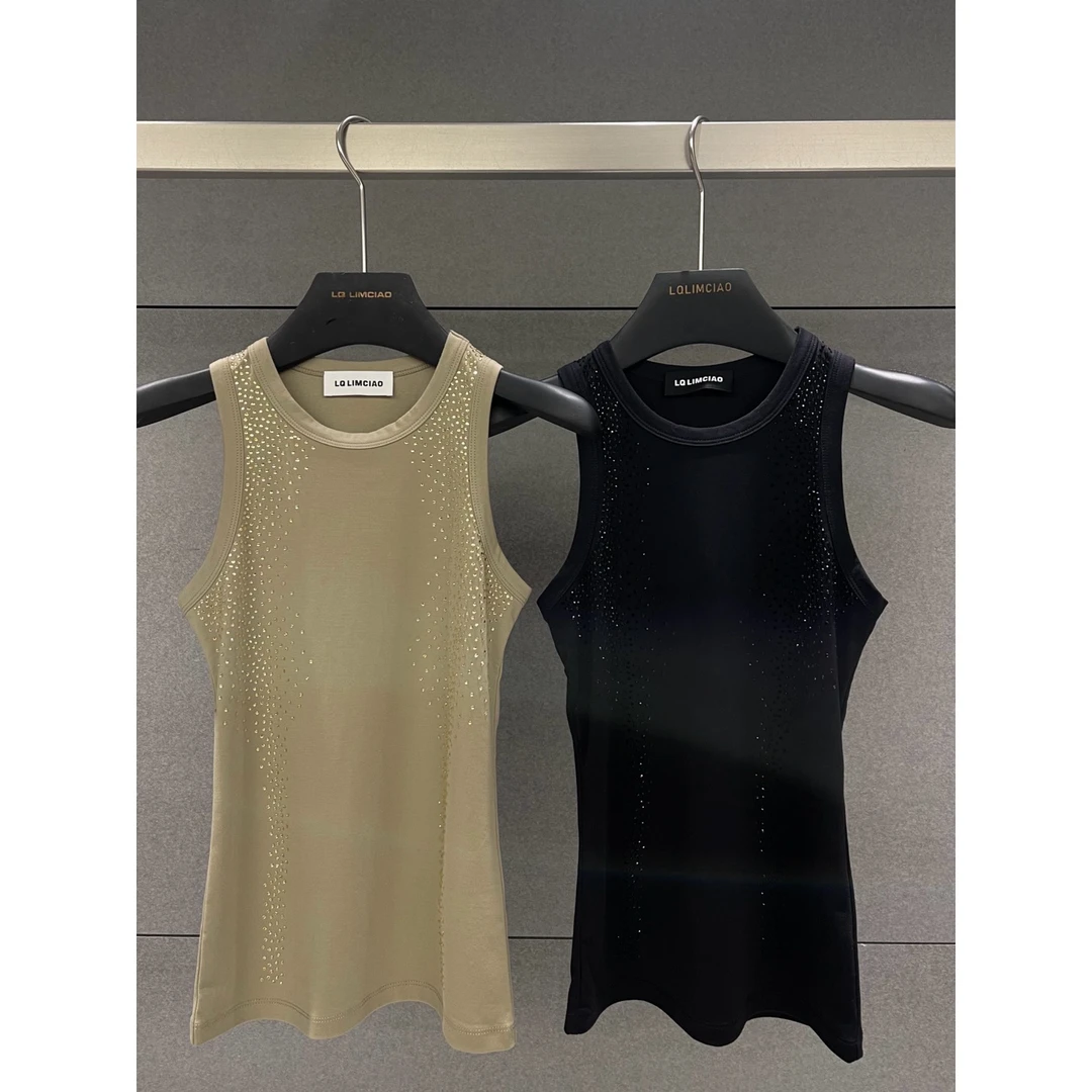 【Q-俏俏】25夏款设计师高定烫钻设计吊带背心93131