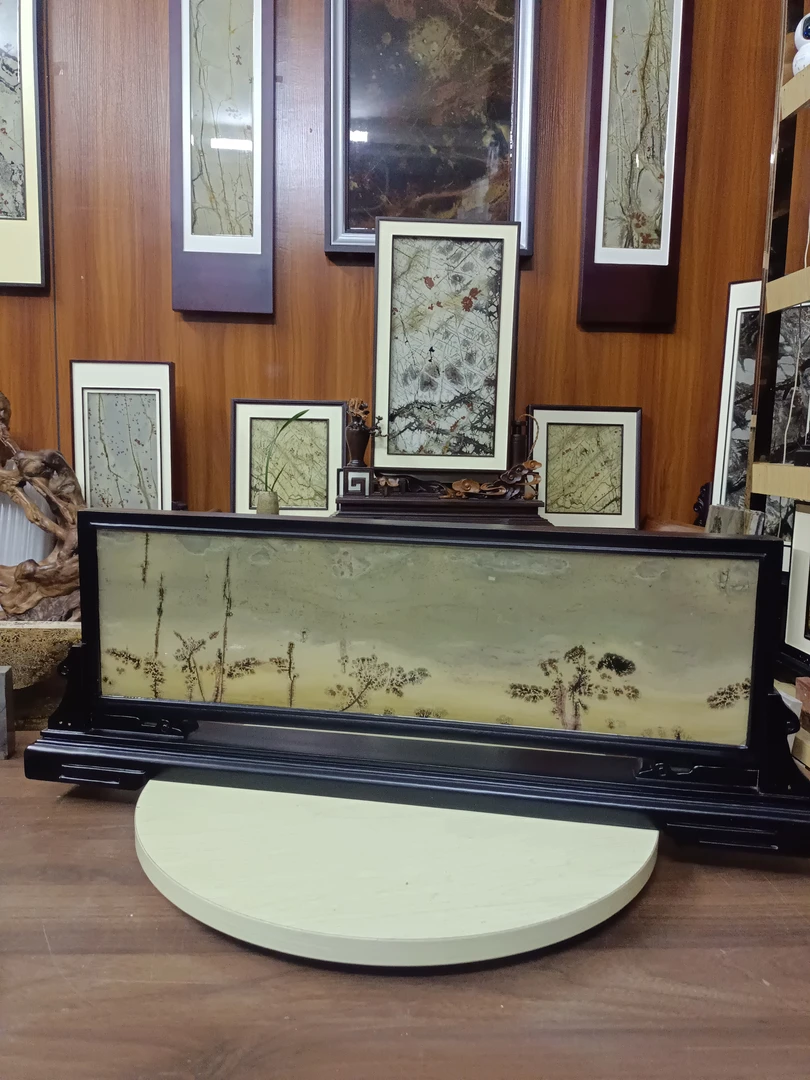 广西天然国画石屏风摆件