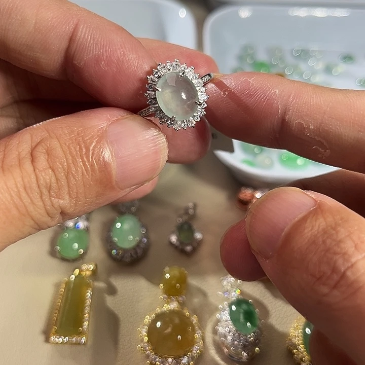 翡翠银S925镶嵌戒指