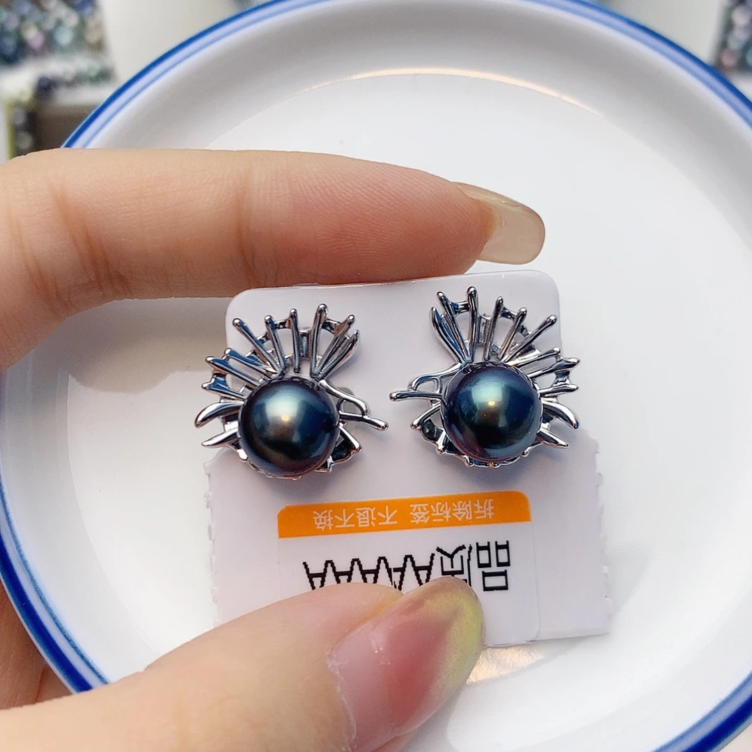 银S925镶嵌耳饰海水珍珠W65