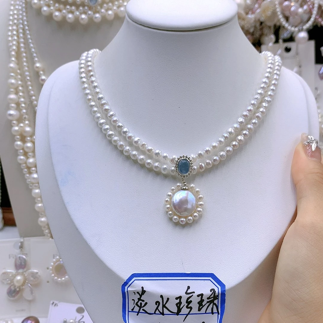 银S925镶嵌耳饰淡水珍珠青****返