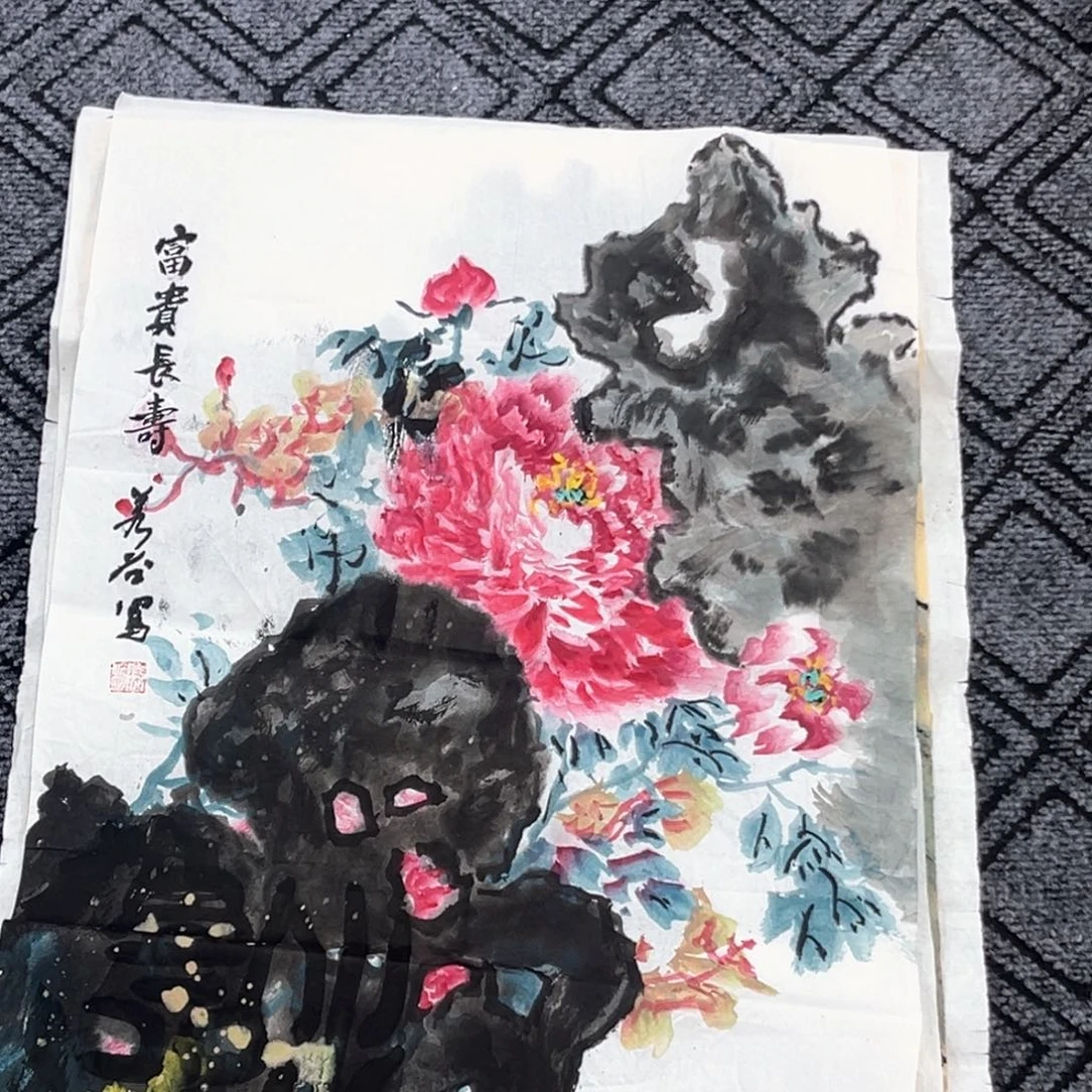 国画王胜利老师四尺三开花鸟作品赵