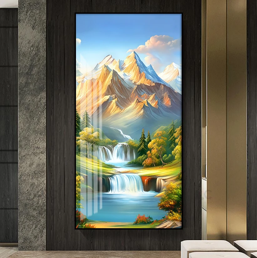 金山雪山靠山图现代简约玄关家居装饰画过道走廊挂画