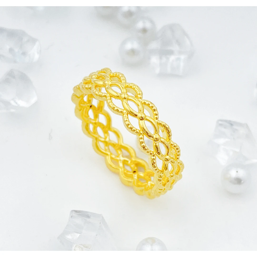 【国潮】足金999 满圈蕾丝戒指 1.55 10圈口