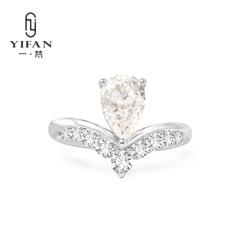 925银合成锆石戒指 1336-设计师G色水滴冠冕时尚气质戒指