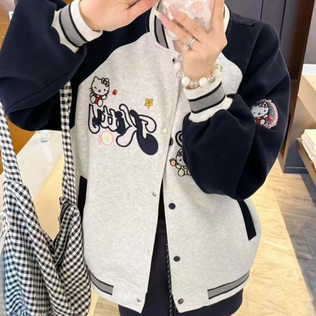 25秋款KT猫重工刺绣宽松韩版百搭休闲秋季女棒球服外套