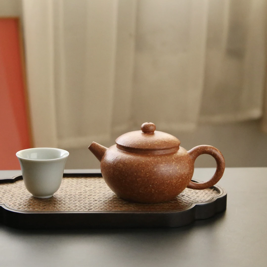 全手工「明式圆珠」紫砂壶手练八目冷黄金段泥  容量180CC