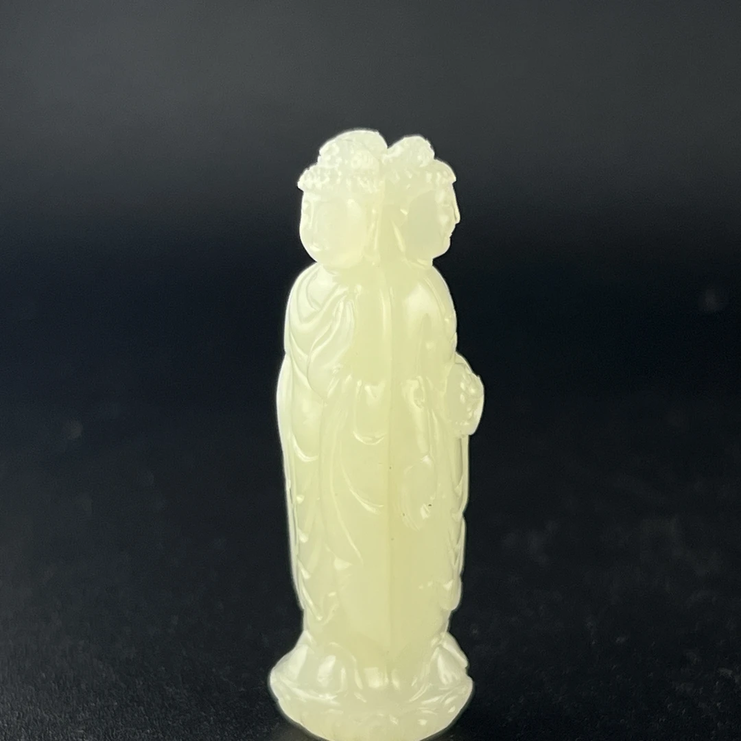 "民国和田玉三世佛/ DL160185/ 古玩/收藏/德州文物"