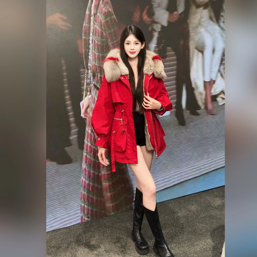 【坤服小狐仙】小狐仙獭兔毛内胆时尚连帽尚修身百搭派克服