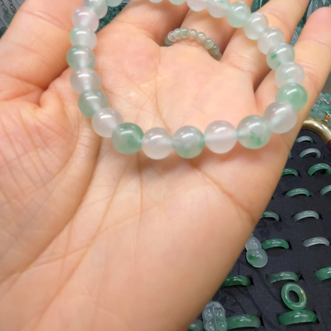 石英质玉（非洲翠）未镶嵌戒指  珠子  手镯卡7飘花手串