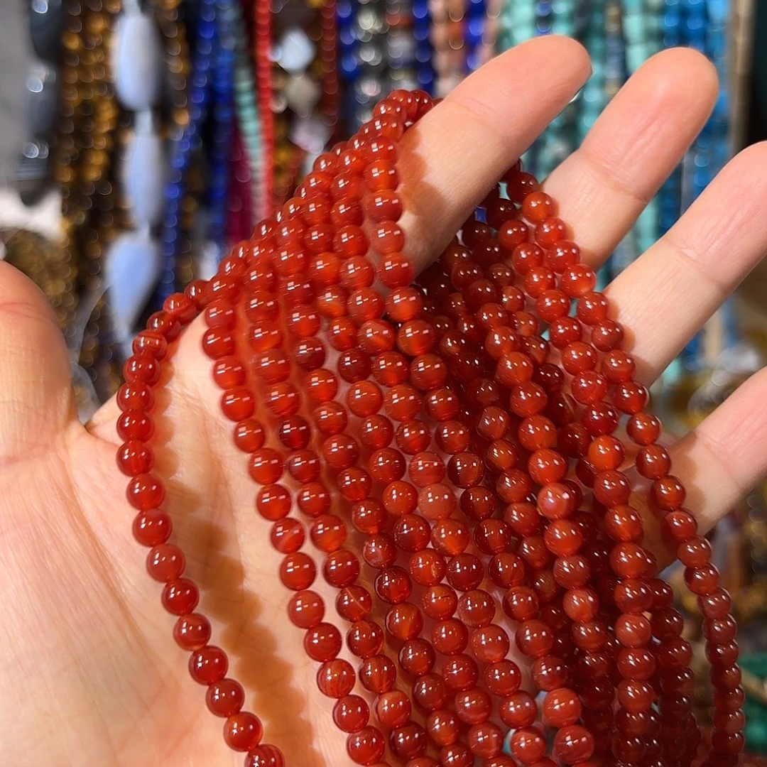 玛瑙/玉髓银S925镀金镶嵌珠宝半成品红玛瑙卡5mm2条