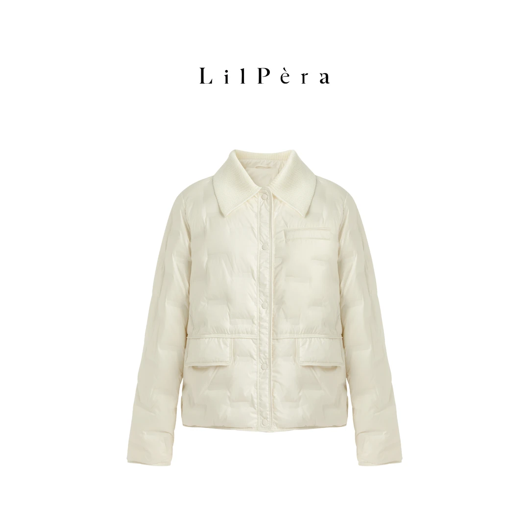 Lilpera胖梨定制 “白雪”冬季时尚纯色羽绒服翻领百搭外套女B147