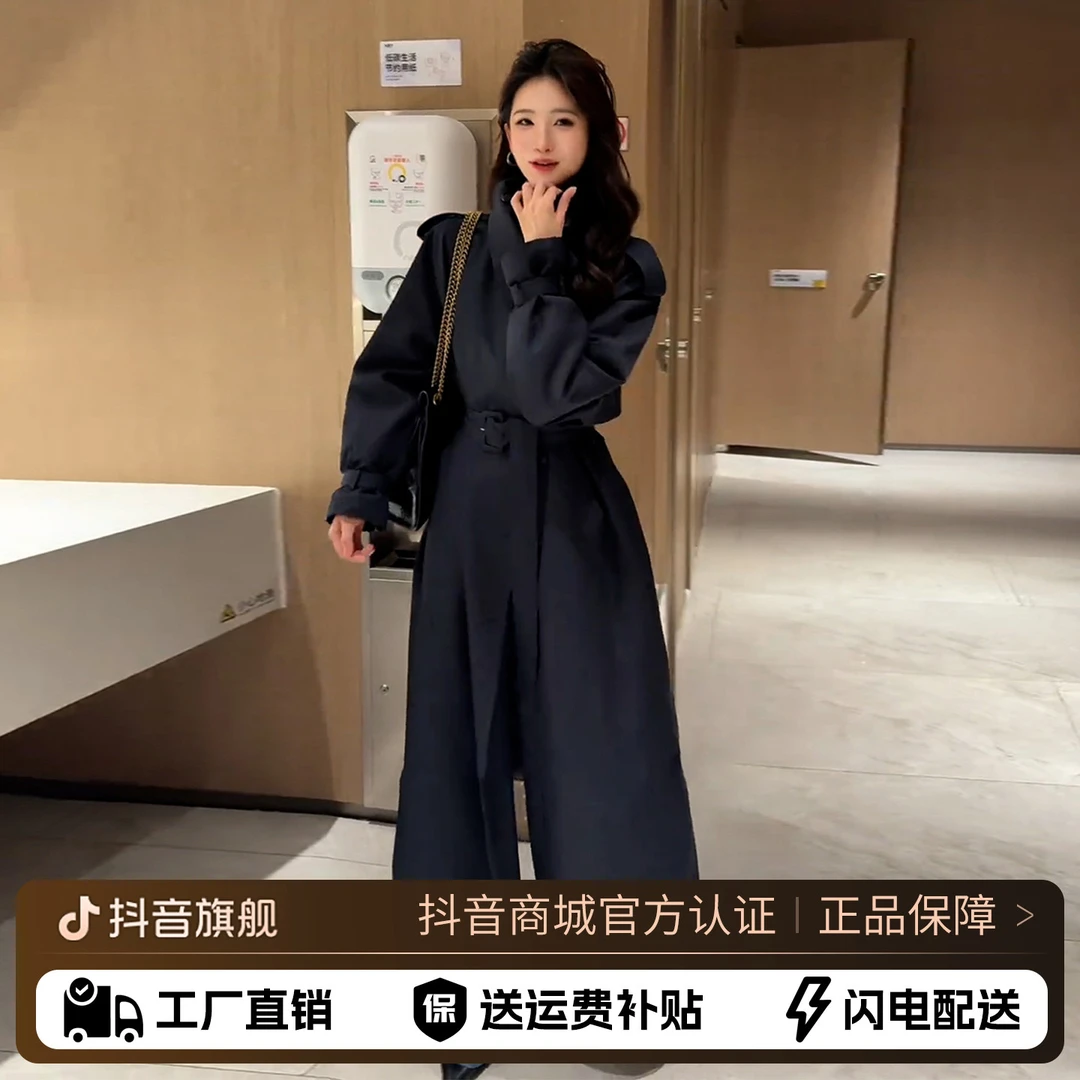 2025新款英伦风宽松外套女秋冬季立领高级感不撞款穿搭中长款风衣