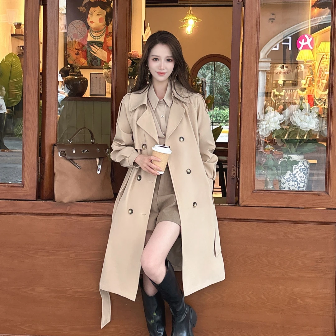 王小小专属秋冬常规百搭新款小众英伦风休闲款不夹棉风衣外套8577