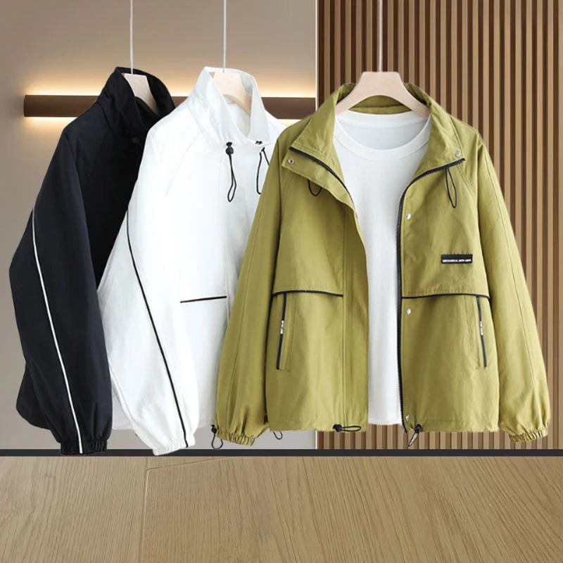 香朵儿设计感薄款短外套女2025春秋新款防风冲锋衣立领开衫夹克