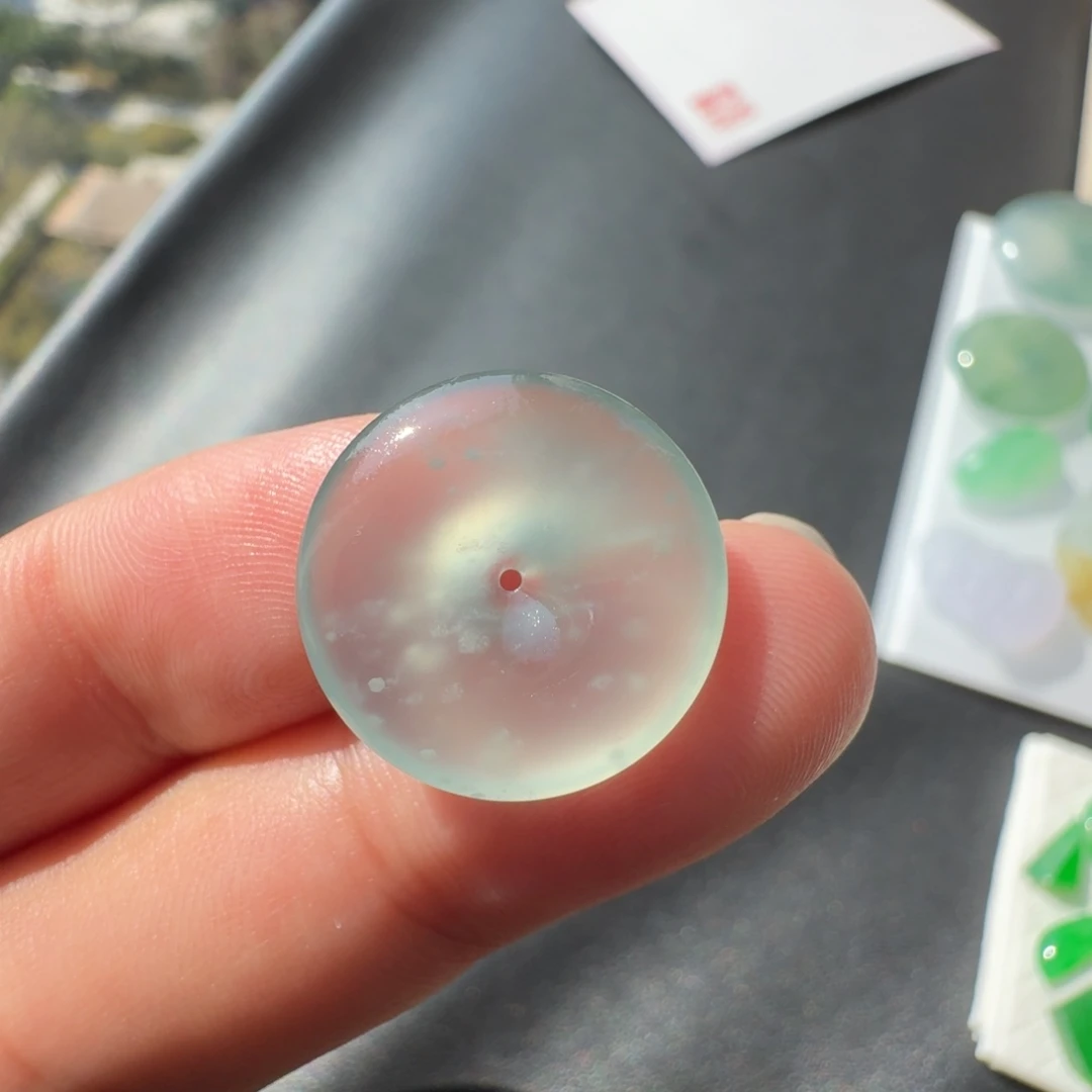 定制翡翠未镶嵌高冰雪花棉平安扣