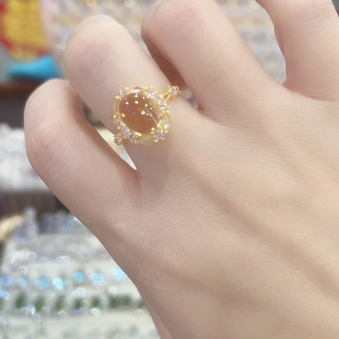 戒指烟晶银S925镶嵌