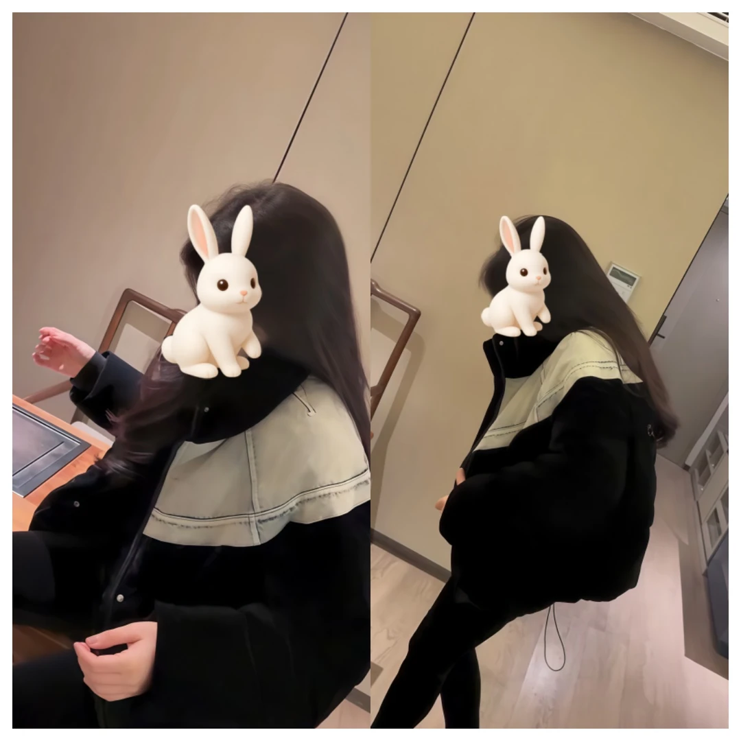 2025气质拼接街头洋气时尚休闲百搭牛仔拼接棉服外套韩版加厚棉服