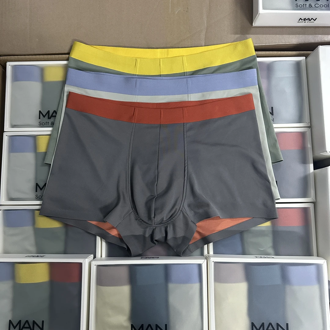 【100支莫代尔】AB面双面撞色男士内裤无痕高弹平角裤礼盒装