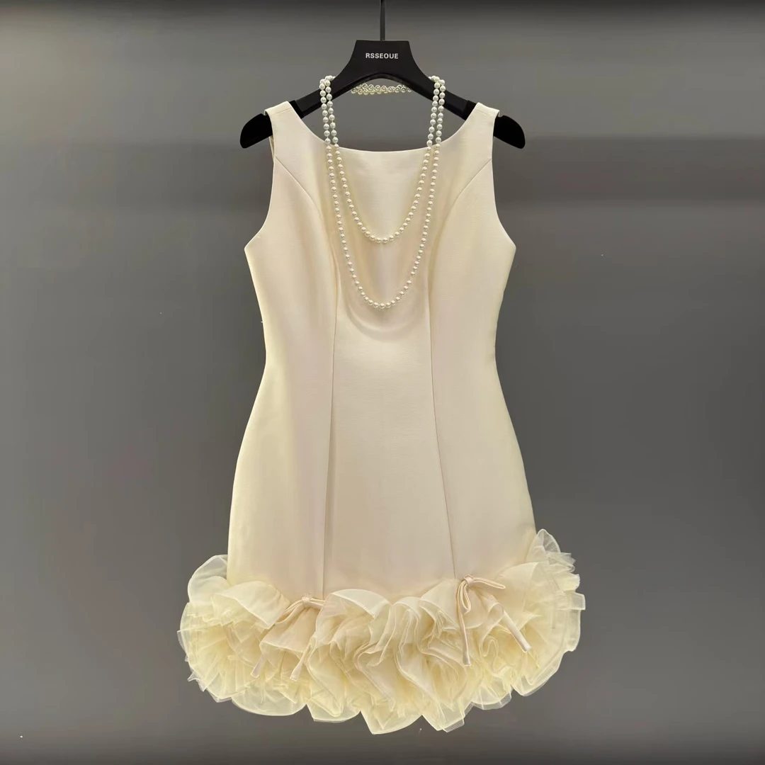 法式名媛风无袖连衣裙女夏季新款高级感轻奢洋气时髦显瘦礼服裙子