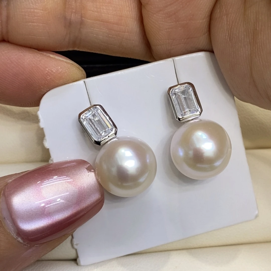 银S925镶嵌淡水珍珠耳饰