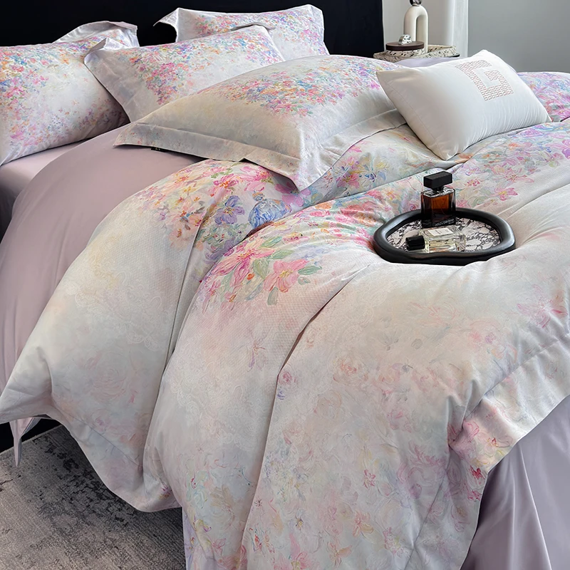 林小花【悠悠花园四件套】-2025新品简约款轻奢全棉被罩四件套柔软