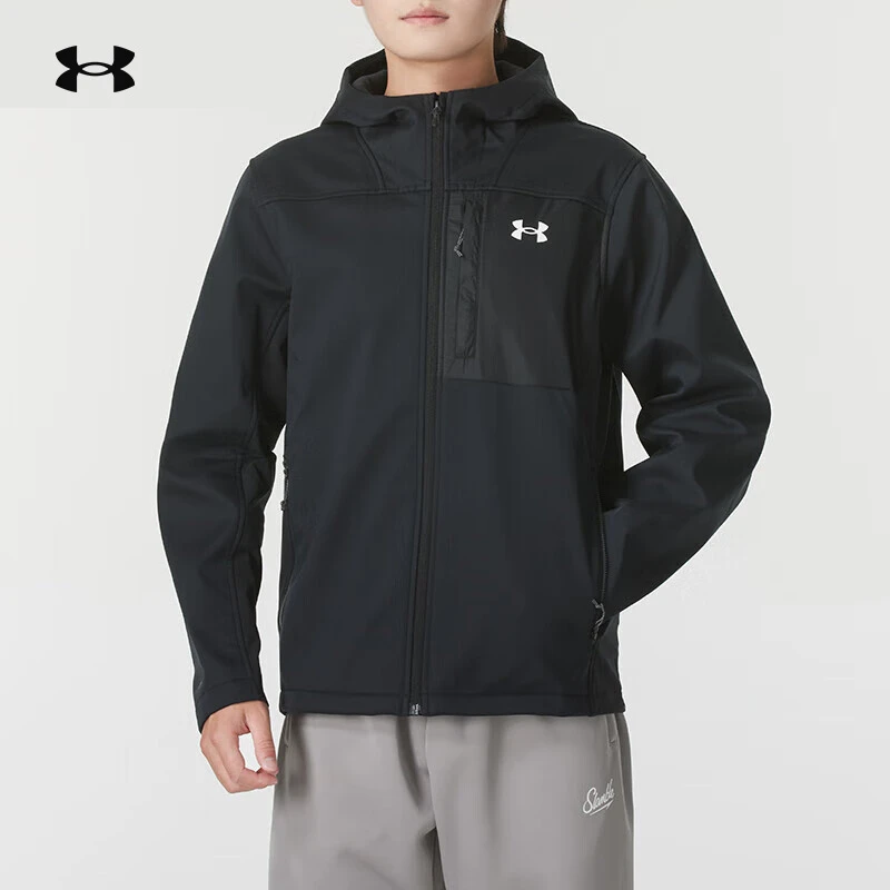 安德玛春外套男子防风保暖软壳登山服休闲连帽运动夹克 1371587