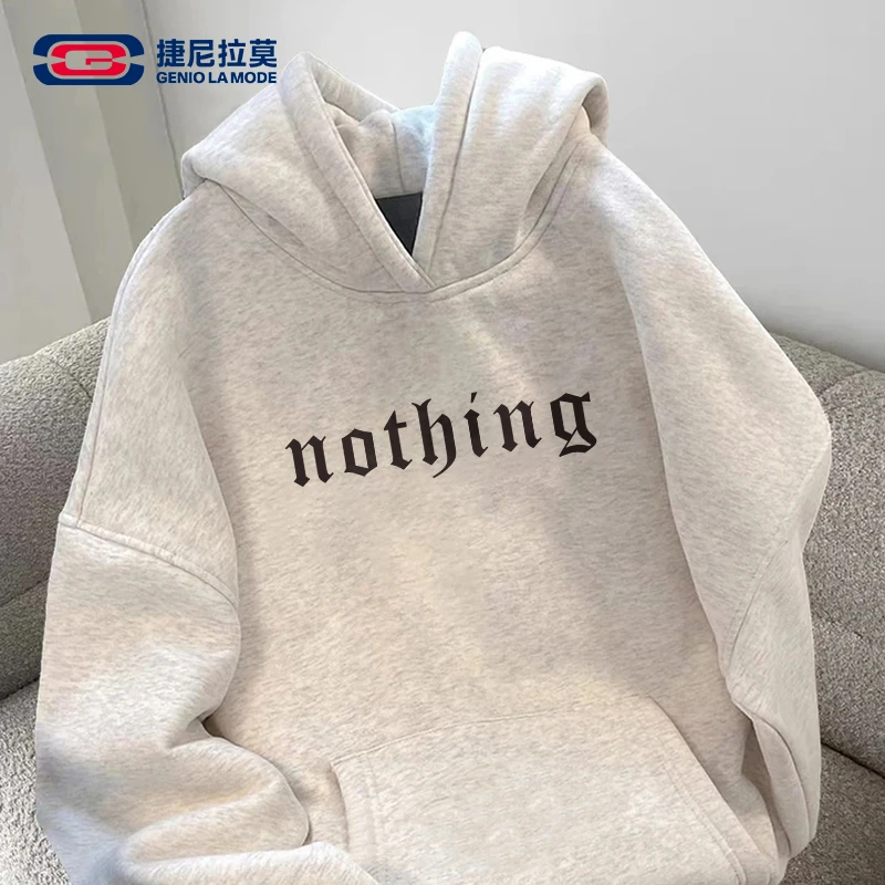 【仁汇】GENIOLAMODE连帽加绒卫衣潮牌字母印花青少年秋冬潮流男装