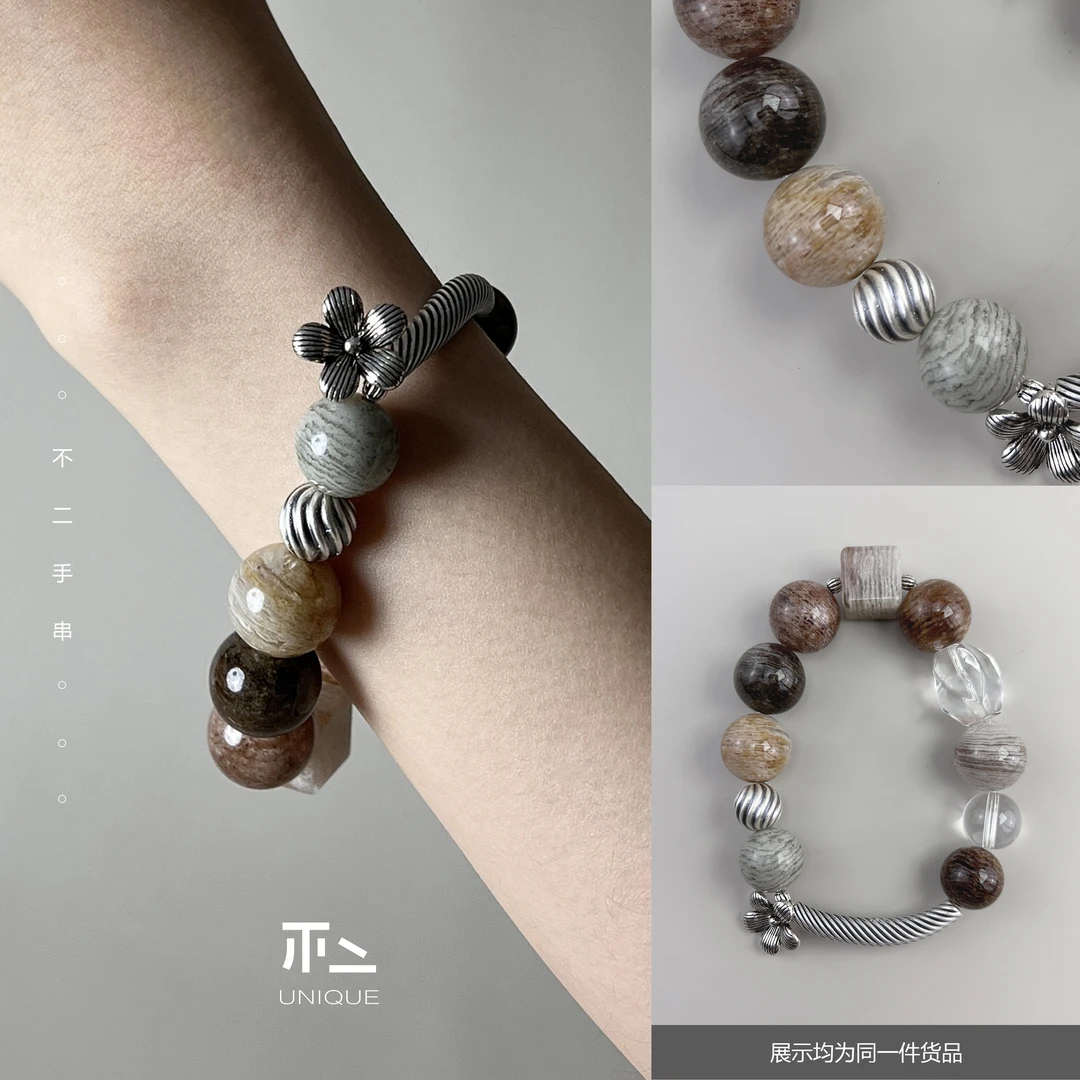 【千层酥】33013纯天然千层幽灵水晶15mm左右圆珠手串多样性发一