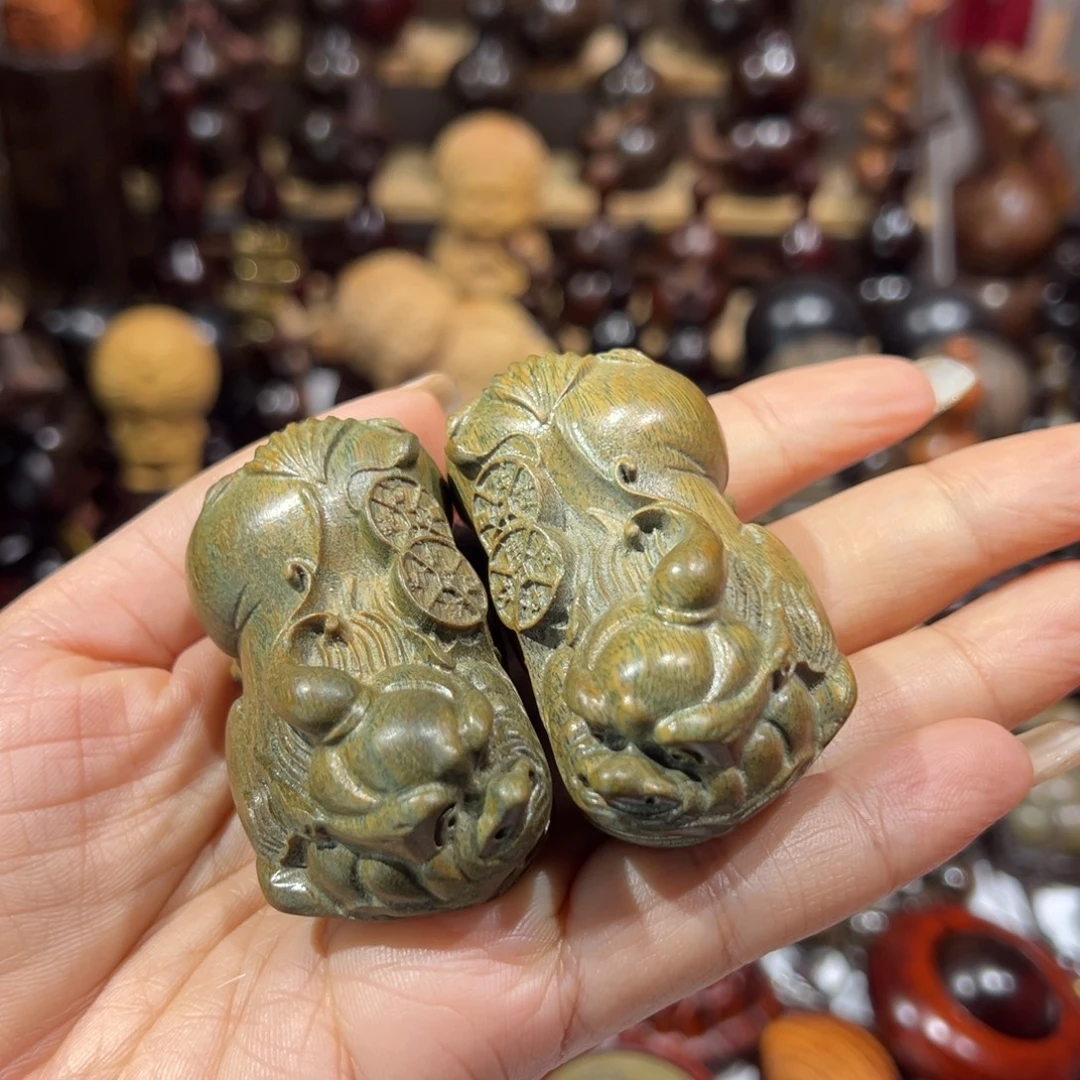 香榧木绿檀绿檀貔貅小
