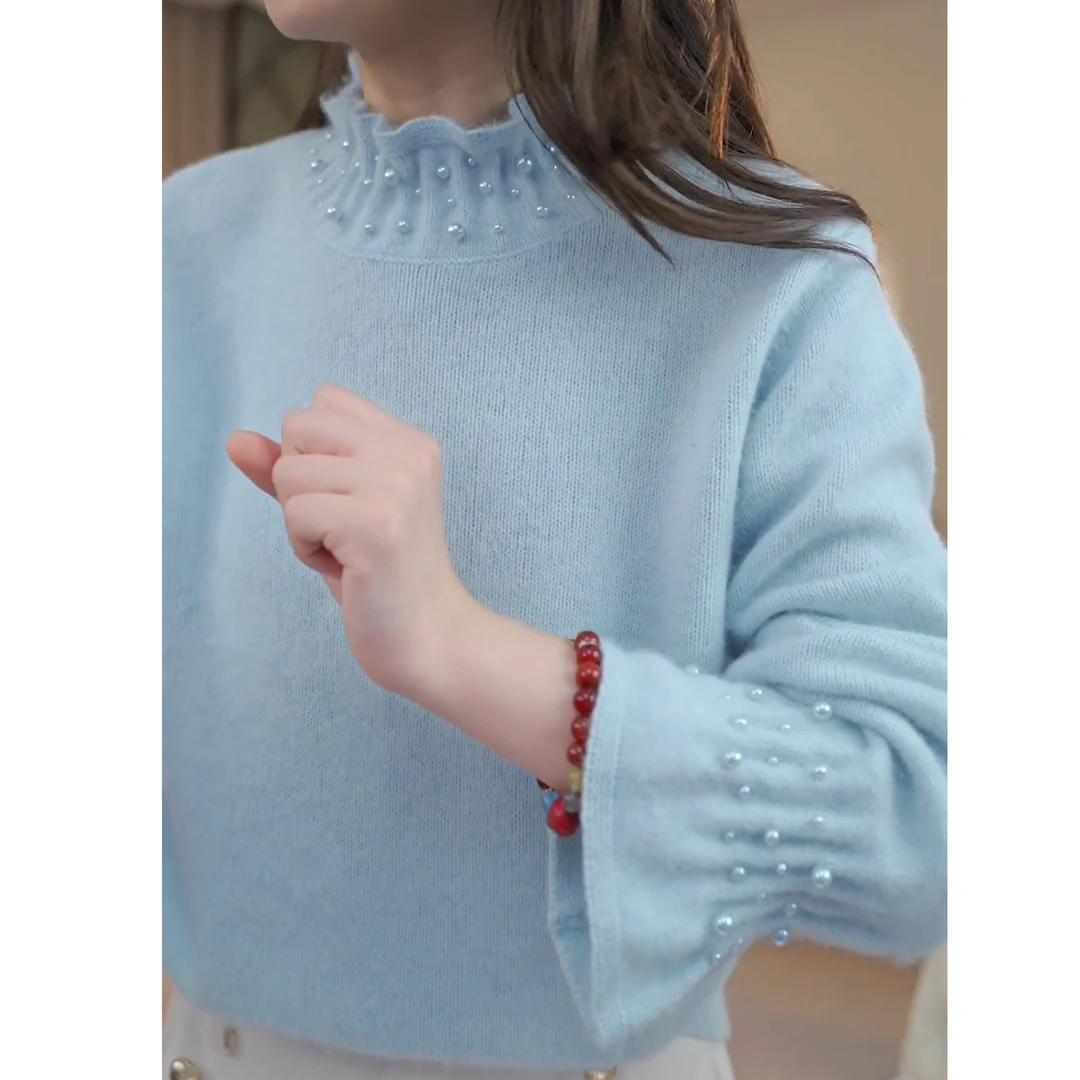 2024秋冬新款钉珠气质内搭针织衫上衣打底衫毛衣LK2500966