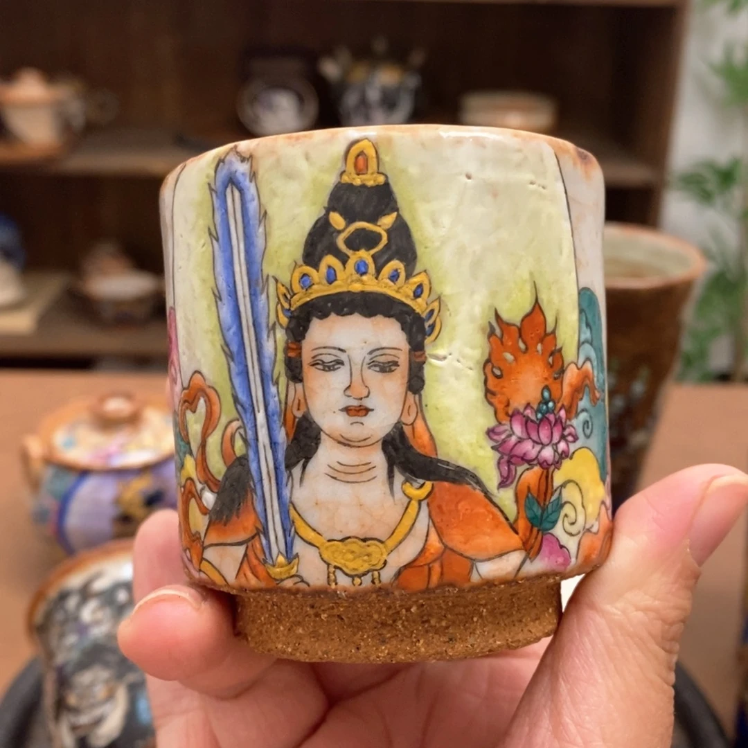 手工手绘虚空藏茶杯