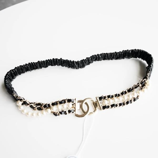 Chanel 黑金双色珍珠肥肠腰带70