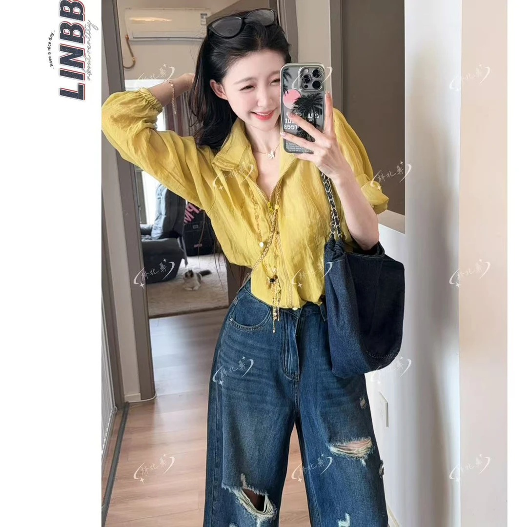 林北鼻-【风筝】 韩单夏日丝滑冰丝韩系百搭休闲防晒外套