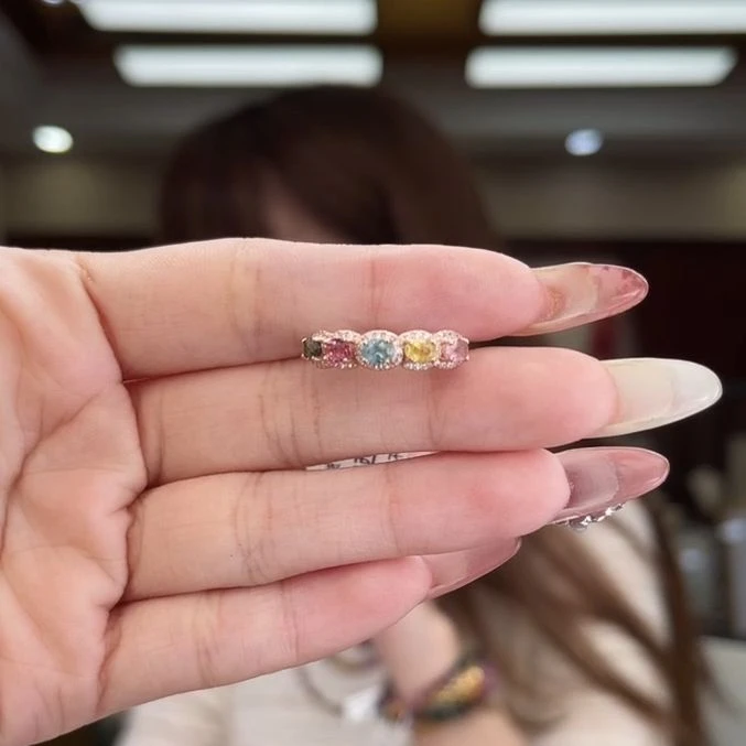 05511702/银S925镶嵌碧玺碧玺戒指多样性发货