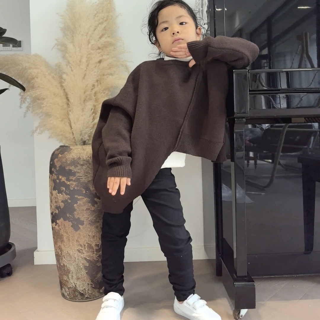 宽松针织套装加绒中大童2025套头秋冬款中套女童加绒款童装