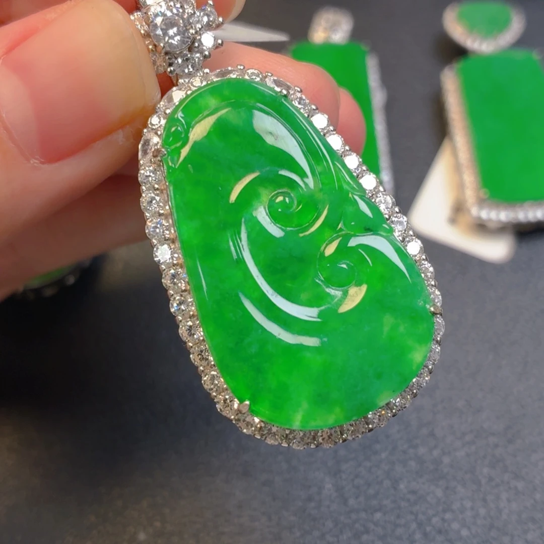 翡翠银S925镶嵌吊坠(不含链)