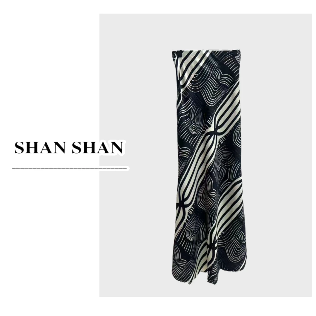 SS姗姗 秋季新款轻奢设计师花纹几何花轻熟风半身裙 50775258-514