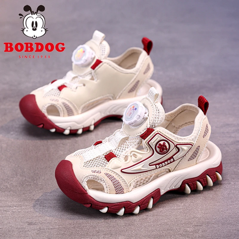 巴布豆童鞋女童凉鞋2025夏季新款儿童包头凉拖女孩旋转扣运动学生