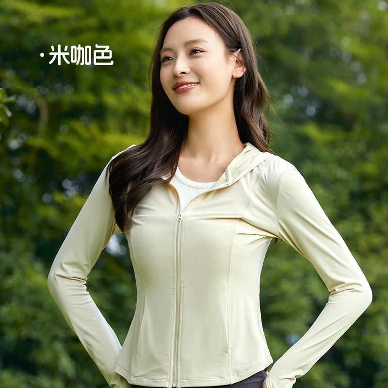 夏季薄款透气瑜伽服女修身冰丝防晒衣防紫外线批发