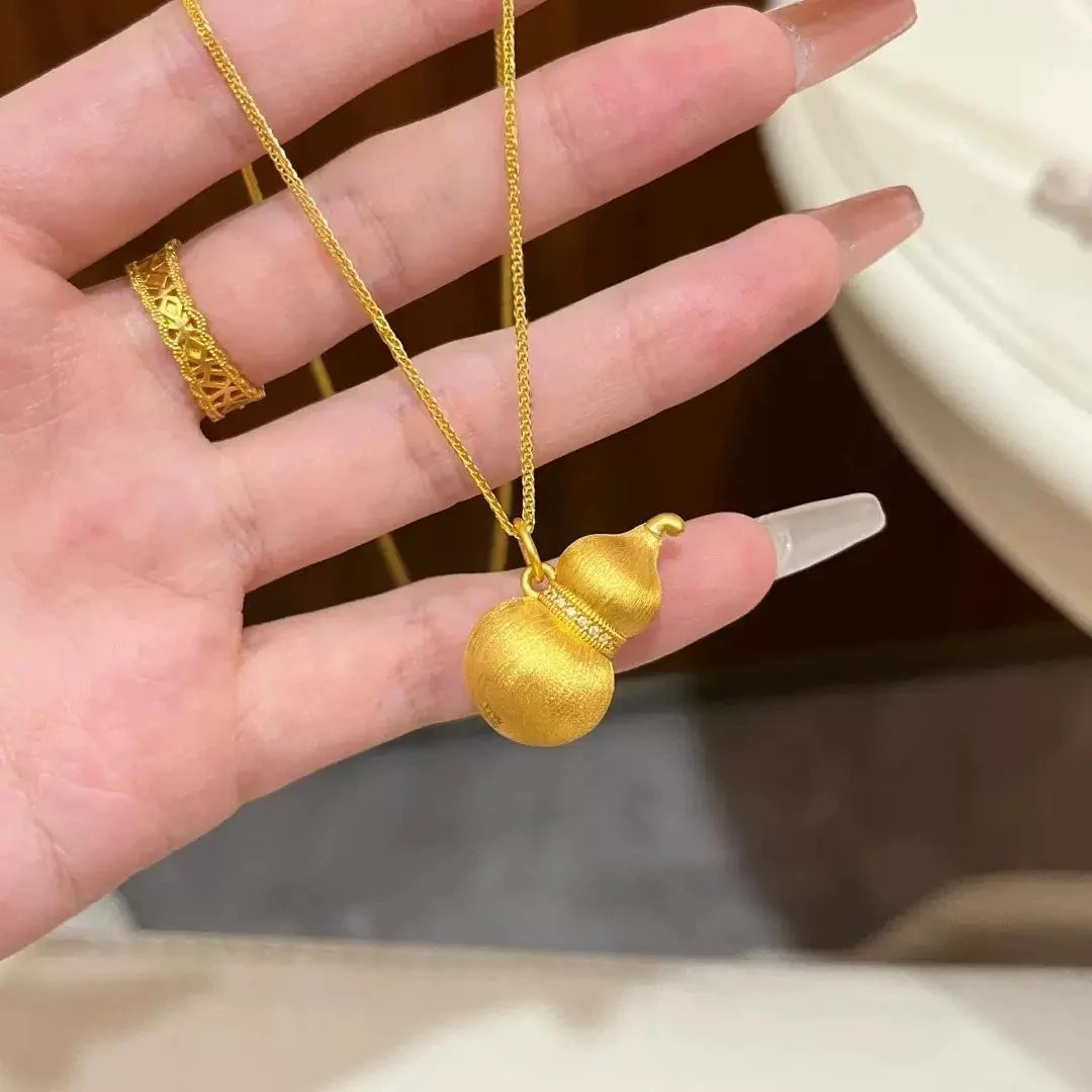 铜合金吊坠 高级感时尚精致拉丝葫芦项链