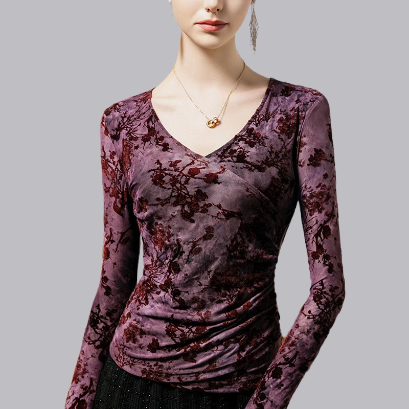 广场舞练功服上衣新款长袖高级感跳交谊舞国标摩登蹈服