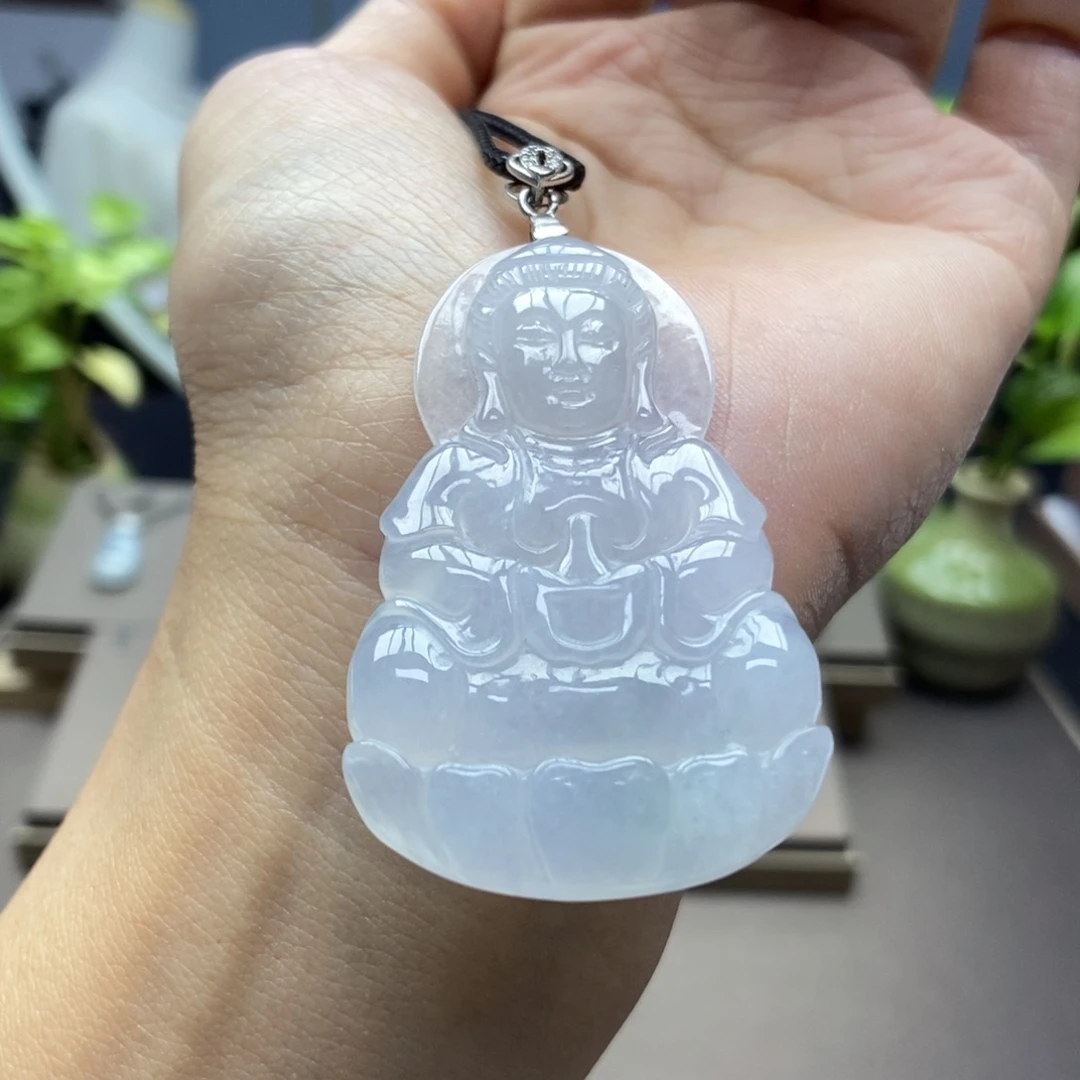 翡翠颈饰银S925镶嵌吊坠