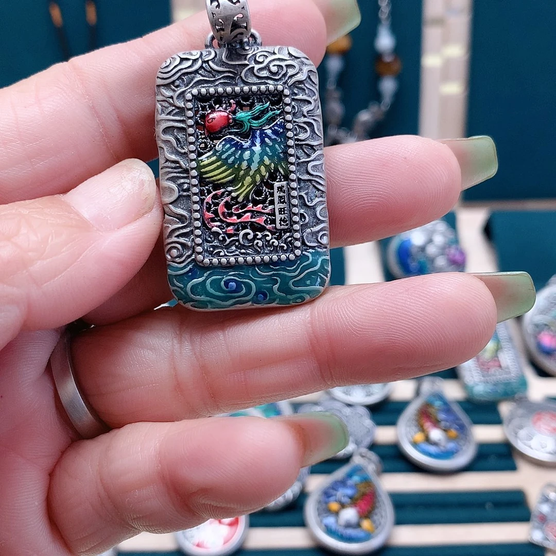 足银玻璃足银吊坠