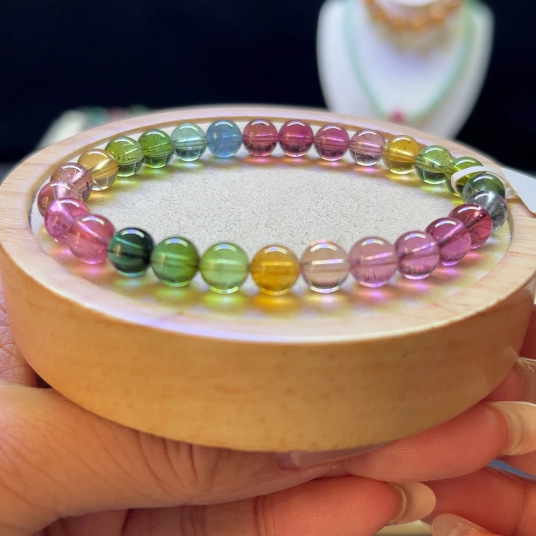 碧玺手链未镶嵌彩虹7mm