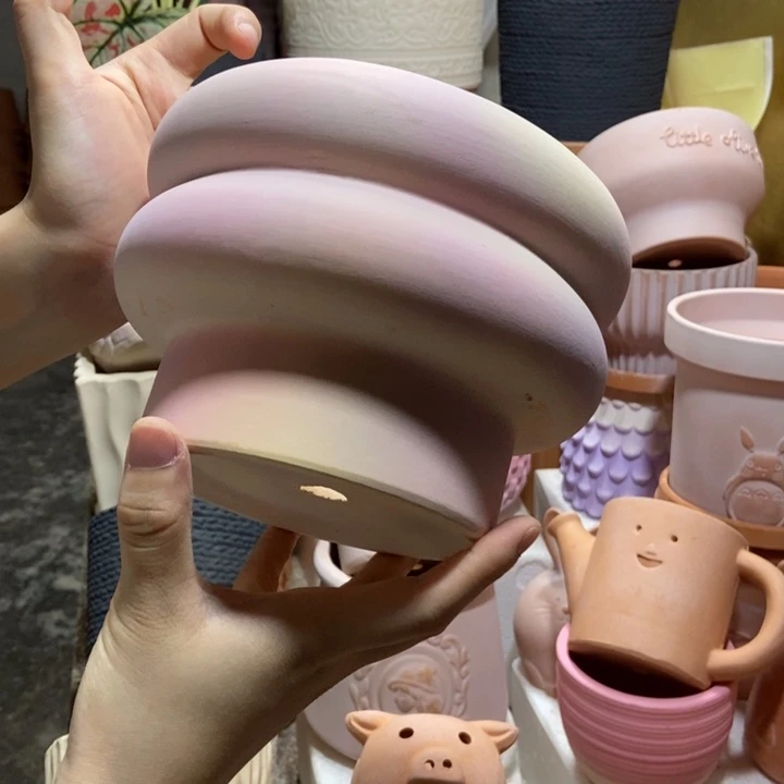 17×12炫彩粉甜甜圈 粗陶1个