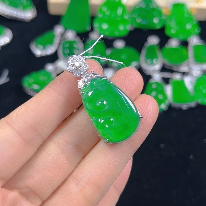 翡翠银S925镶嵌吊坠(不含链)