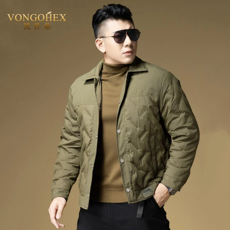 VONGOHEX加厚短款轻薄羽绒服男冬季新款商务休闲保暖翻领羽绒外套