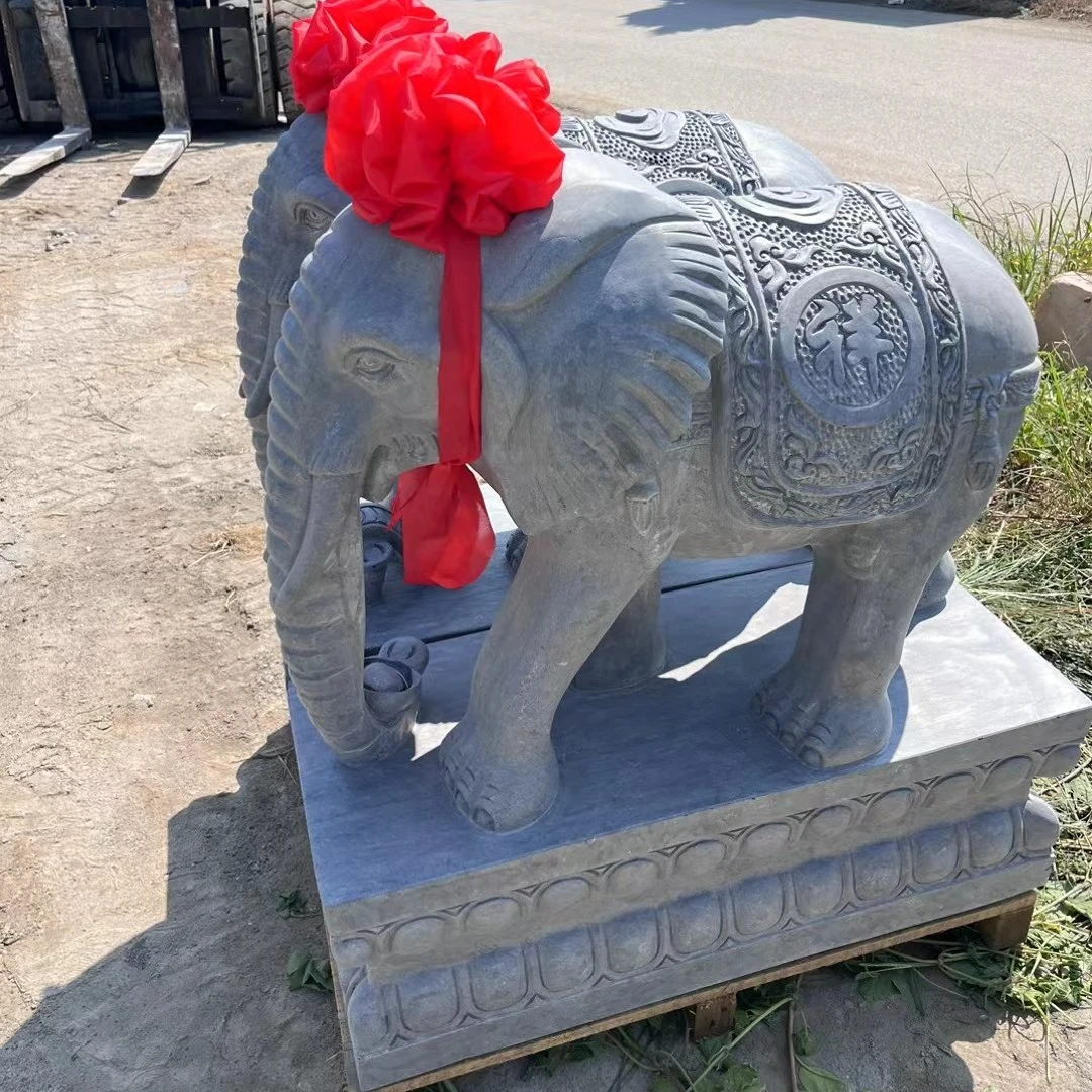 天然青石小象石雕大象一对门口摆件看门护院