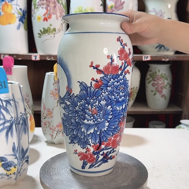 瓶搞32红牡丹陶瓷新款陶瓷陶瓷